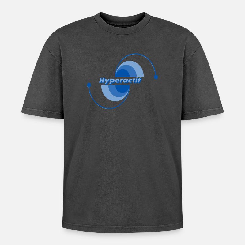 Hyperactif  - T-shirt Premium unisexe oversize acid-washed - noir délavé acide