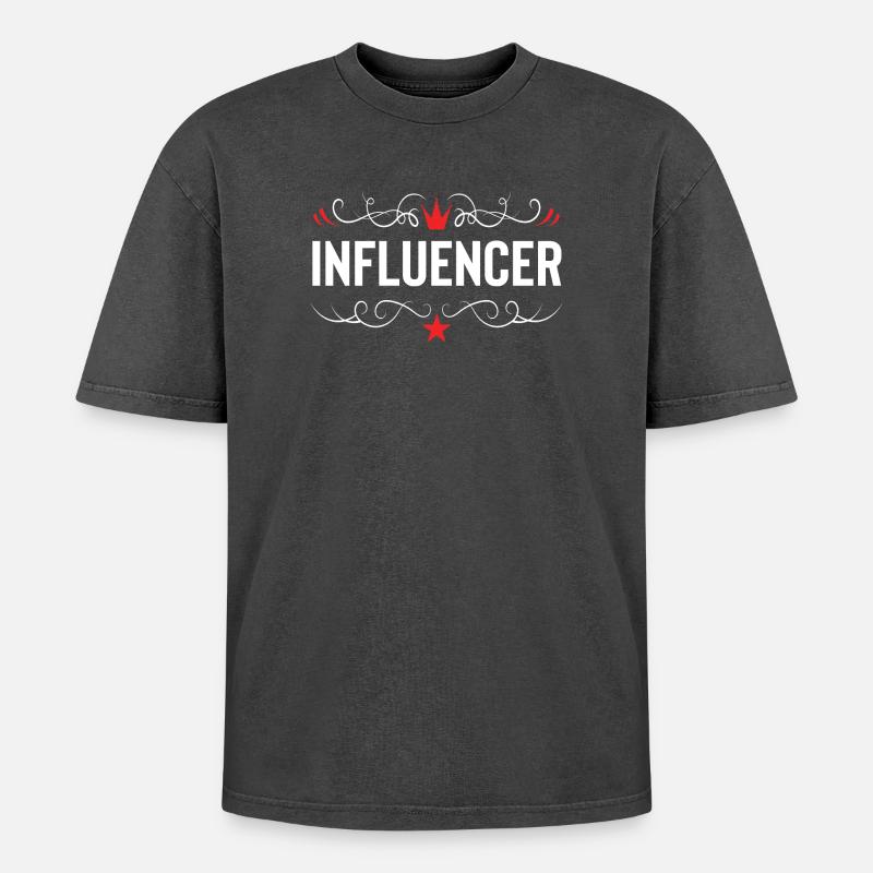 Profession d’influenceur - T-shirt Premium unisexe oversize acid-washed - noir délavé acide