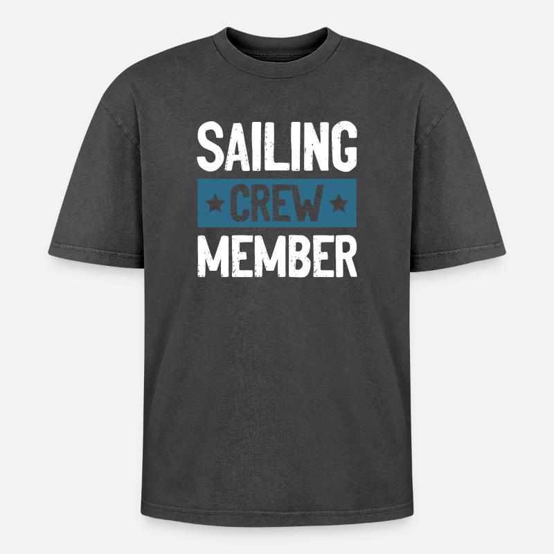 Sailing Crew - Oversized Unisex Premium Acid-Washed T-Shirt - acid washed black