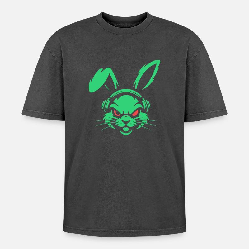 Neon Beats - Oversized Unisex Premium Acid-Washed T-Shirt - Schwarz Acid Wash