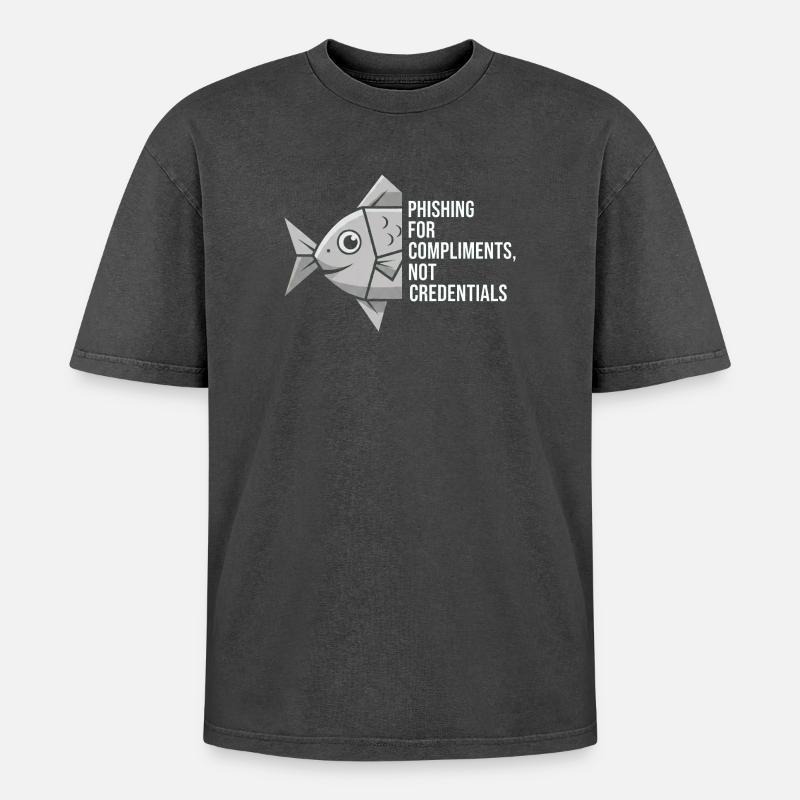 Phishing for Compliments Cyber Security - Oversized Unisex Premium Acid-Washed T-Shirt - Schwarz Acid Wash