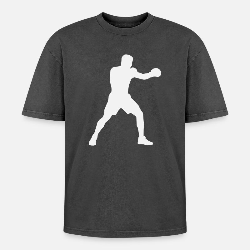 Boxsilhouette Power Boost - Oversized Unisex Premium Acid-Washed T-Shirt - acid washed black