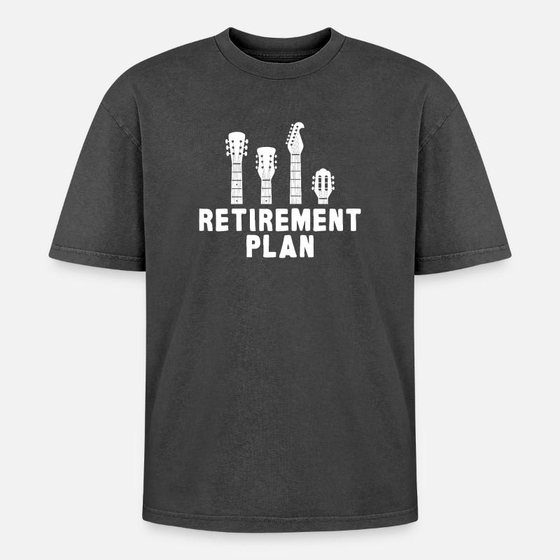 Guitar Retirement Plan - Oversized Unisex Premium Acid-Washed T-Shirt - acid washed black