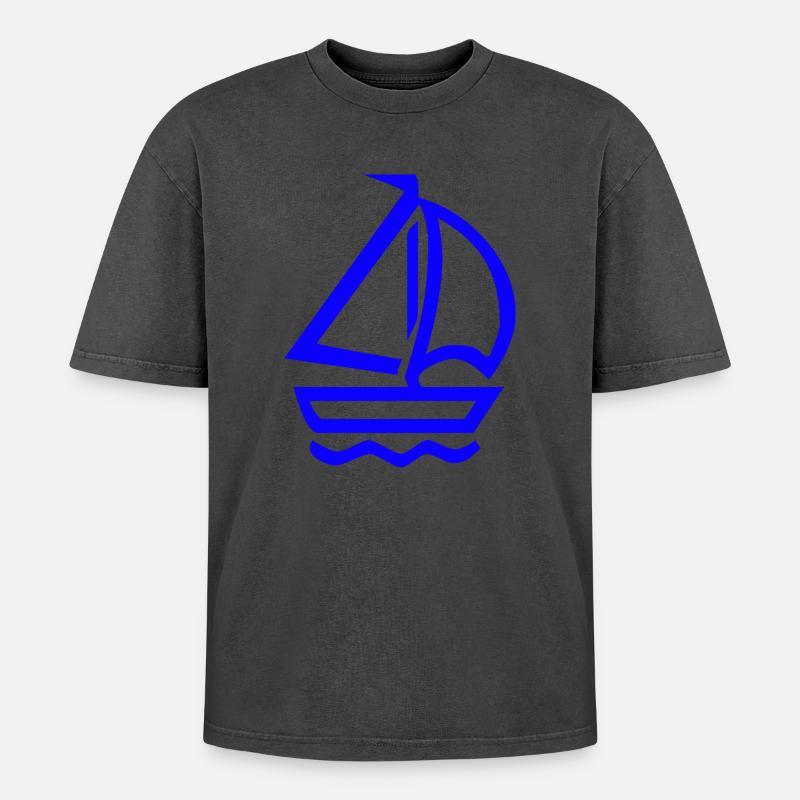 Sail - Oversized Unisex Premium Acid-Washed T-Shirt - acid washed black