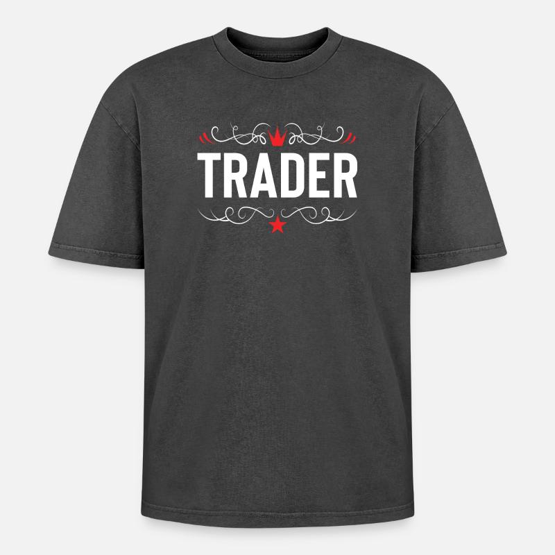 Trader Beruf - Oversized Unisex Premium Acid-Washed T-Shirt - Schwarz Acid Wash