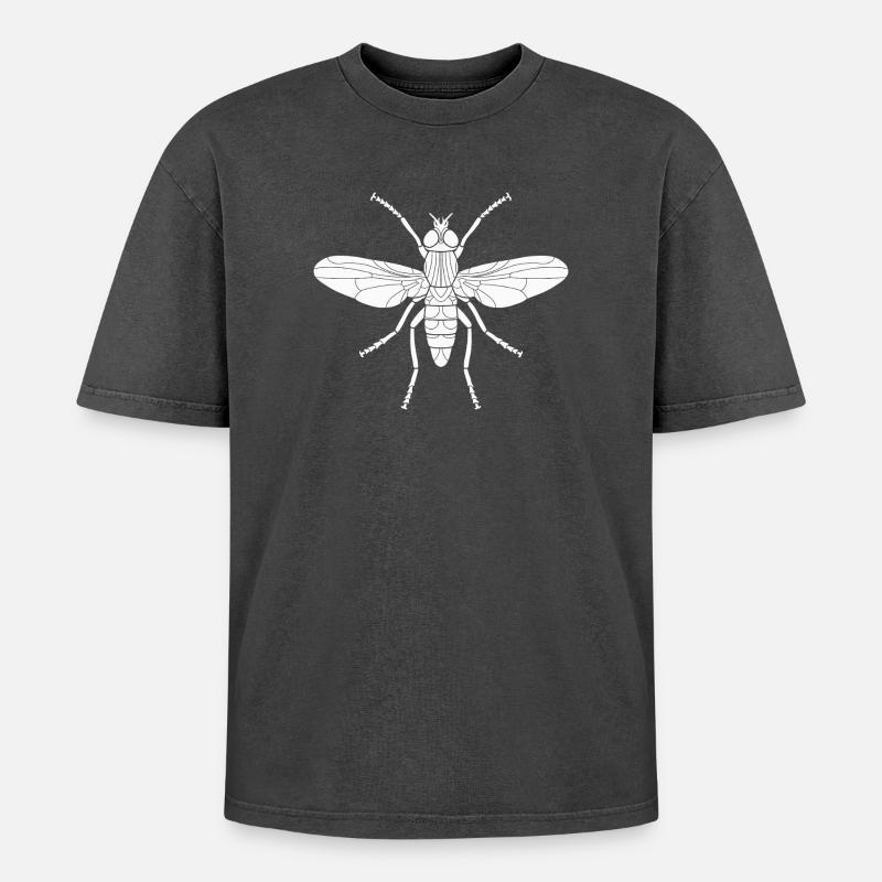 Stubenfliege - Oversized Unisex Premium Acid-Washed T-Shirt - Schwarz Acid Wash