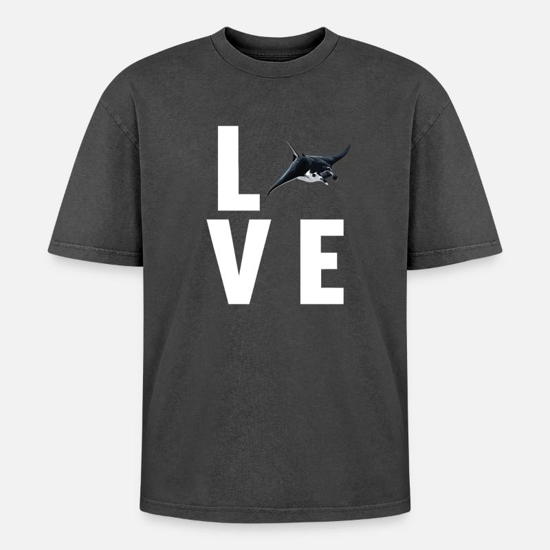 Rays Manta Rays - Oversized Unisex Premium Acid-Washed T-Shirt - acid washed black