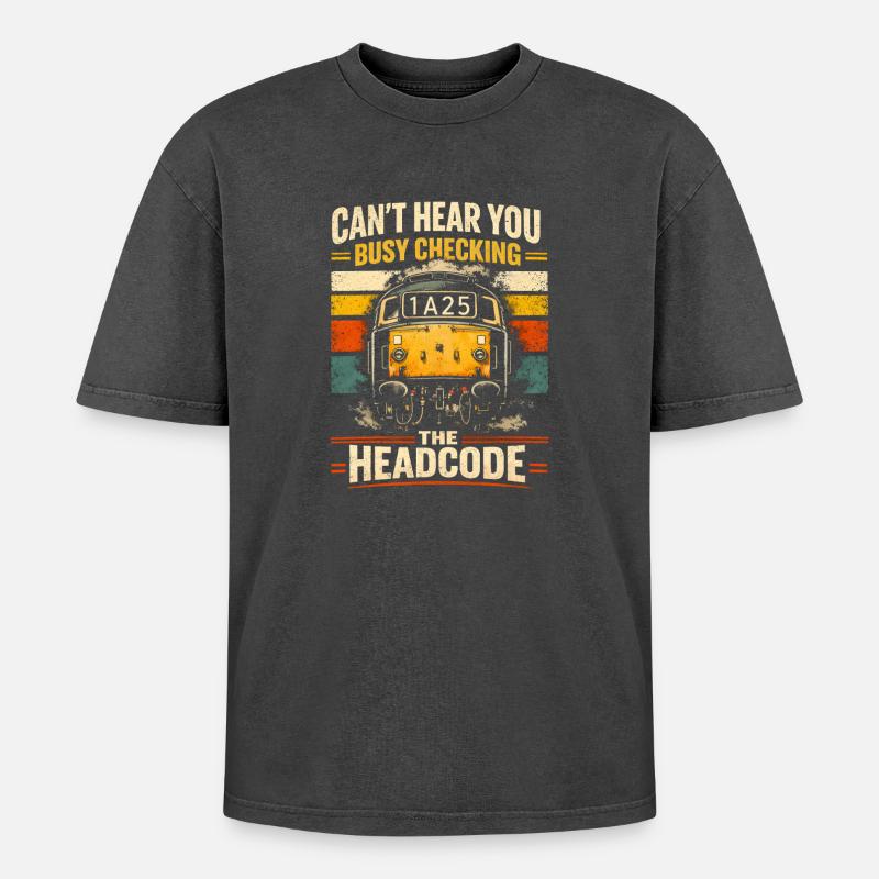 Hear Nothing: Headcode | Trainspotting - Oversized Unisex Premium Acid-Washed T-Shirt - acid washed black