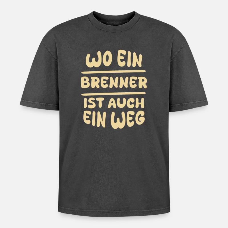 Geschenkidee Brenner - Oversized Unisex Premium Acid-Washed T-Shirt - Schwarz Acid Wash