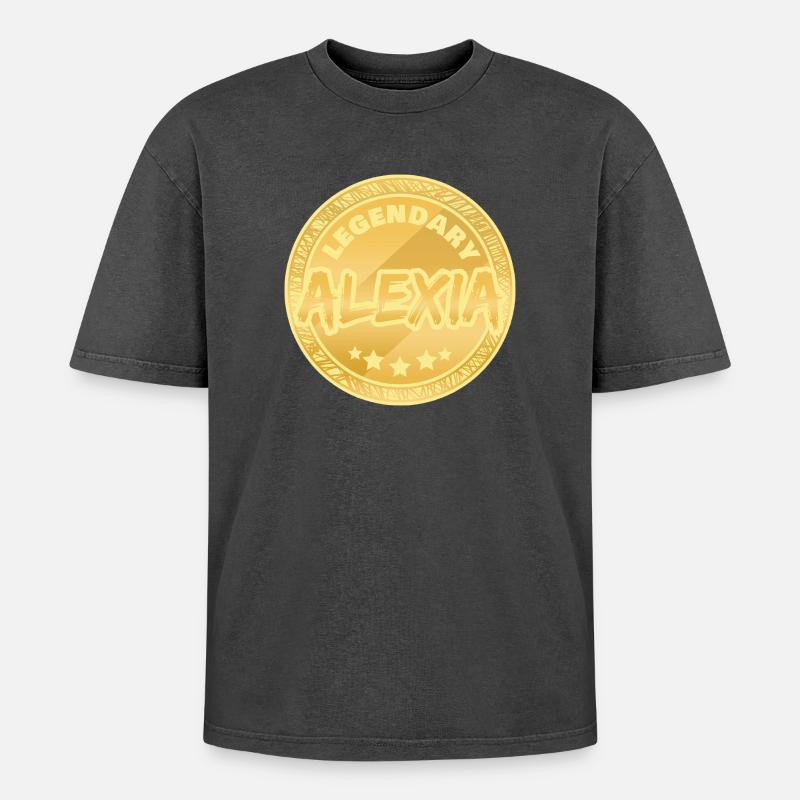 Alexia as a gift idea - Oversized Unisex Premium Acid-Washed T-Shirt - acid washed black