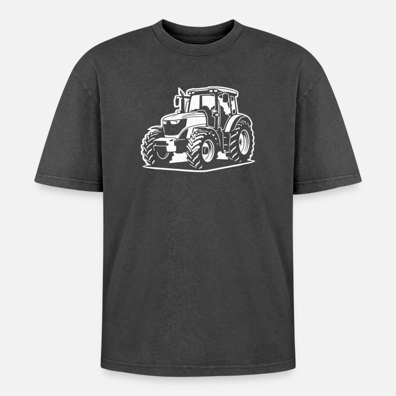 Traktor / Trecker / Schlepper (Differenzbild) - Oversized Unisex Premium Acid-Washed T-Shirt - Schwarz Acid Wash