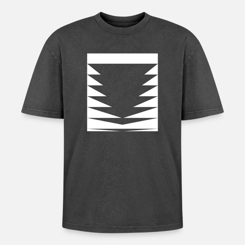 black triangles pattern - Oversized Unisex Premium Acid-Washed T-Shirt - acid washed black
