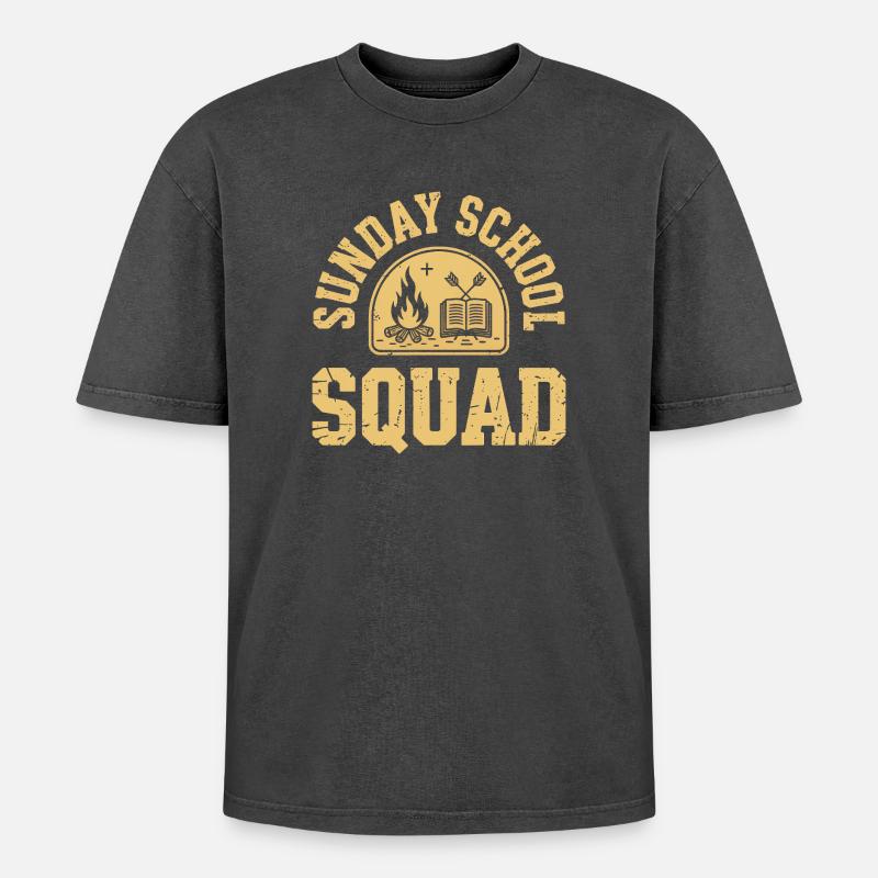Équipe d’école du dimanche - T-shirt Premium unisexe oversize acid-washed - noir délavé acide