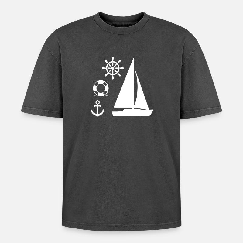Sail - Oversized Unisex Premium Acid-Washed T-Shirt - acid washed black