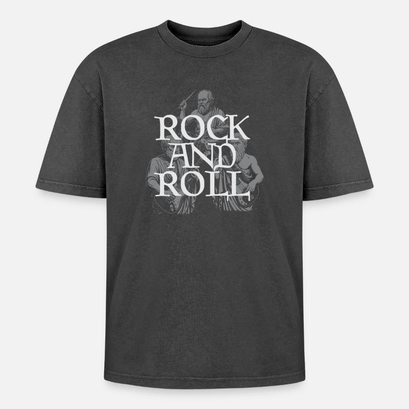 Classic Rock and Roll Philosophenband - Oversized Unisex Premium Acid-Washed T-Shirt - Schwarz Acid Wash