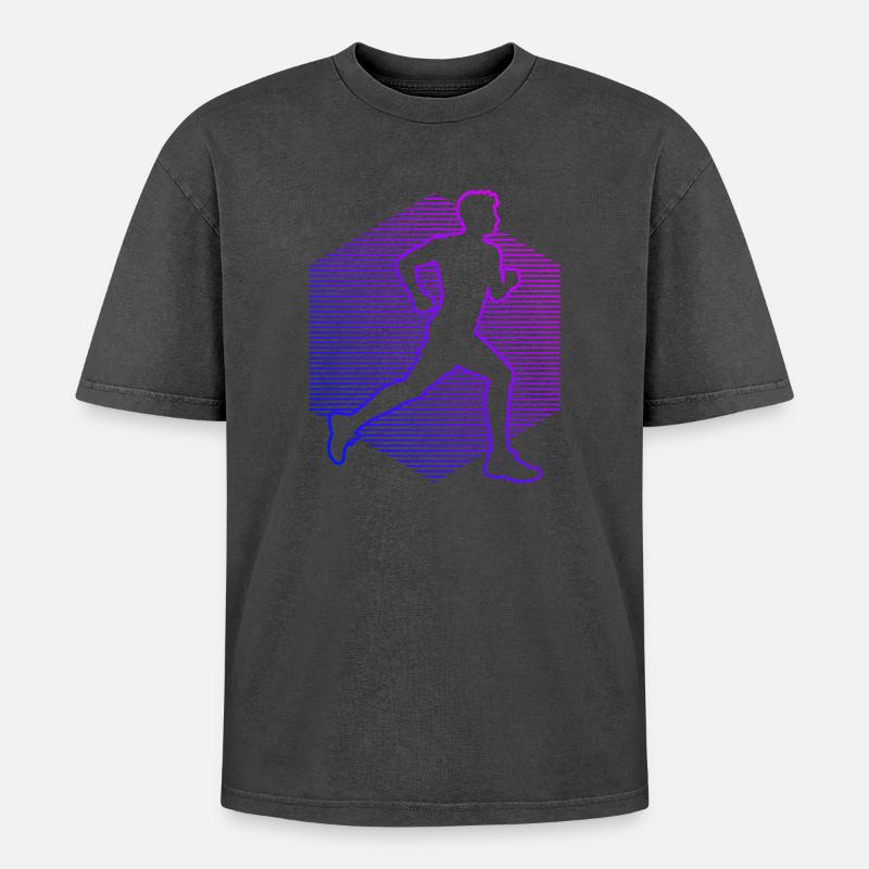 Geschenkidee für einen Running mit Running - Oversized Unisex Premium Acid-Washed T-Shirt - Schwarz Acid Wash