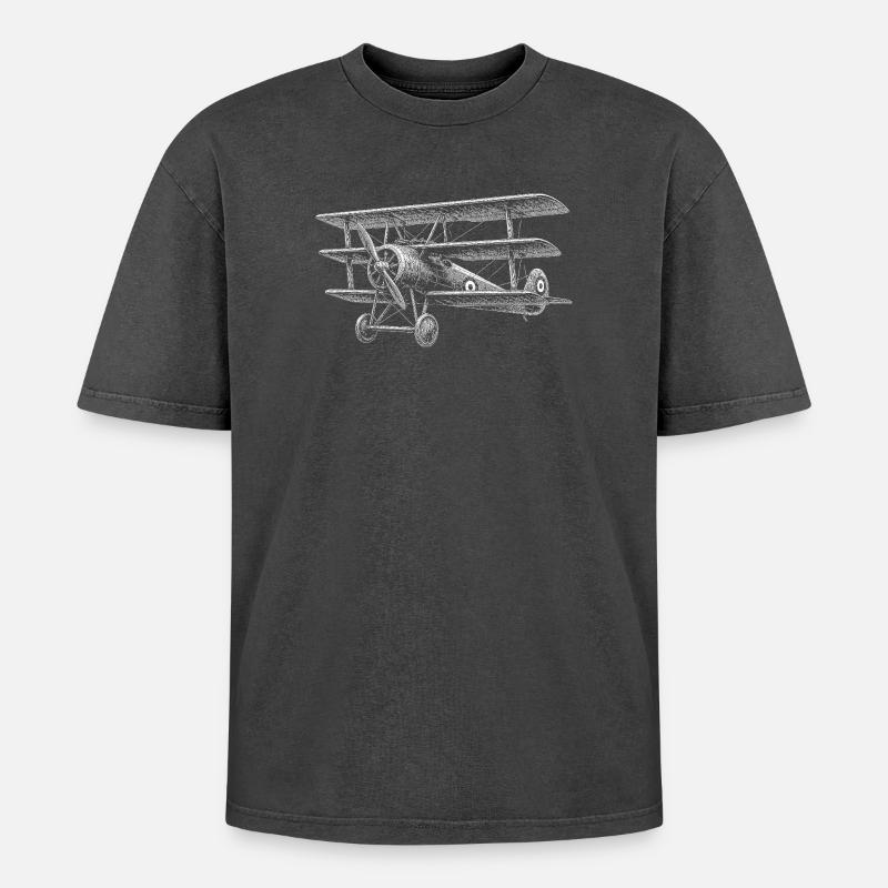Dreidecker - Oversized Unisex Premium Acid-Washed T-Shirt - Schwarz Acid Wash