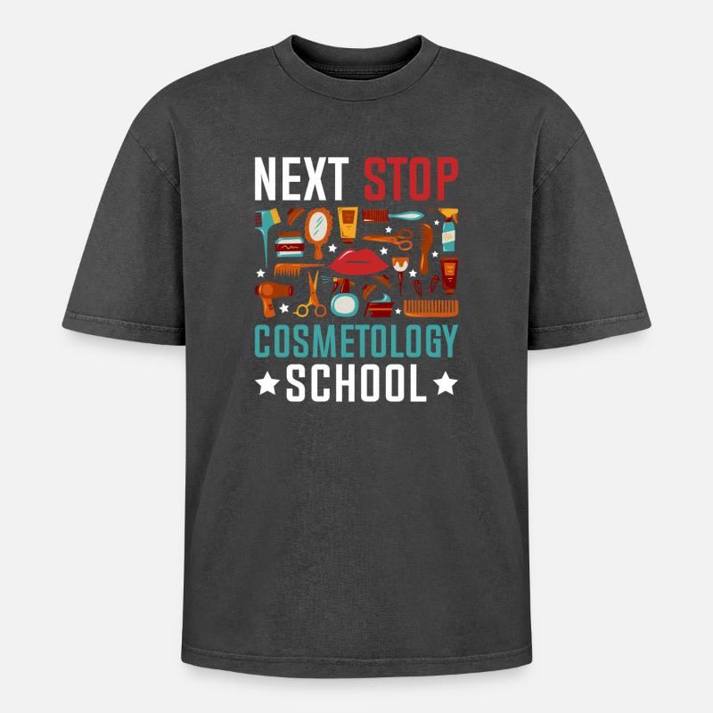 Next Stop Cosmetology School - Oversized Unisex Premium Acid-Washed T-Shirt - Schwarz Acid Wash