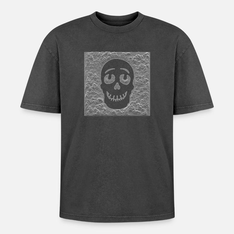 Skull White - Oversized Unisex Premium Acid-Washed T-Shirt - Schwarz Acid Wash