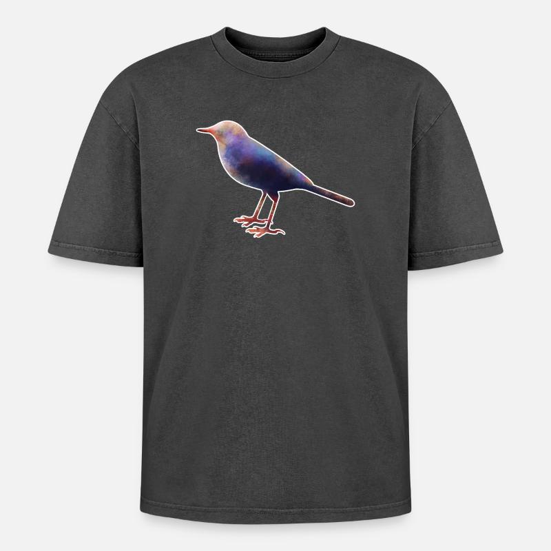 Wagtail.1 - Oversized Unisex Premium Acid-Washed T-Shirt - acid washed black