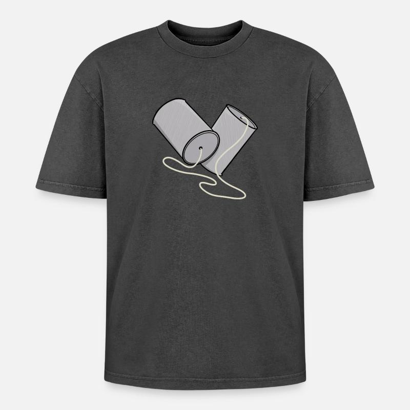 Blechdosen-Handy-Nostalgie - Oversized Unisex Premium Acid-Washed T-Shirt - Schwarz Acid Wash