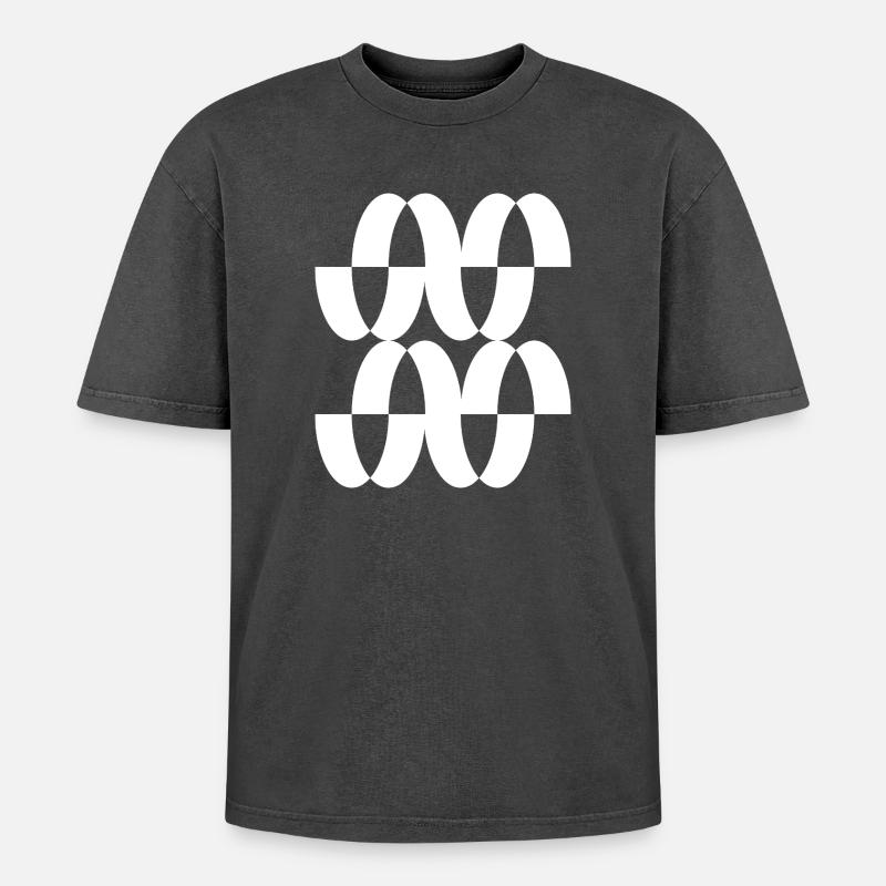 Interlaced Ring Mesh - Oversized Unisex Premium Acid-Washed T-Shirt - acid washed black