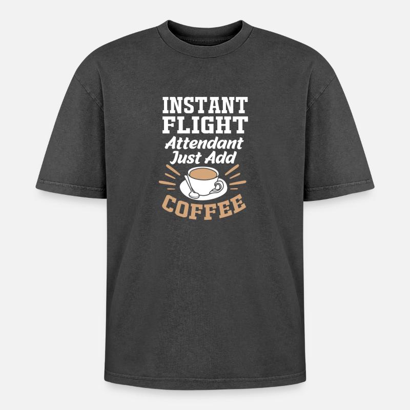 Stewardess Flugbegleiter - Oversized Unisex Premium Acid-Washed T-Shirt - Schwarz Acid Wash