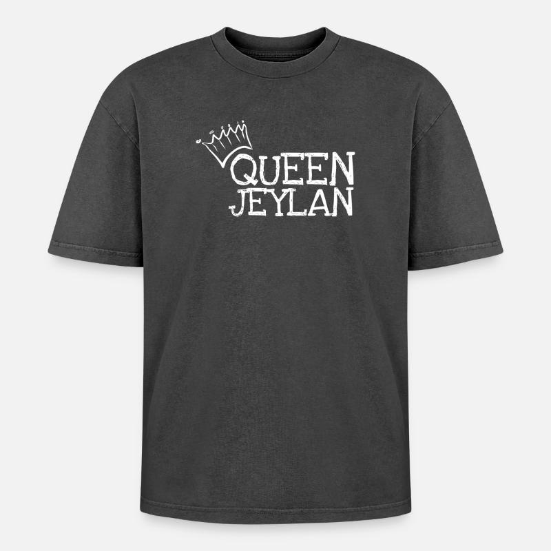 Influenceuse Jeylan - T-shirt Premium unisexe oversize acid-washed - noir délavé acide