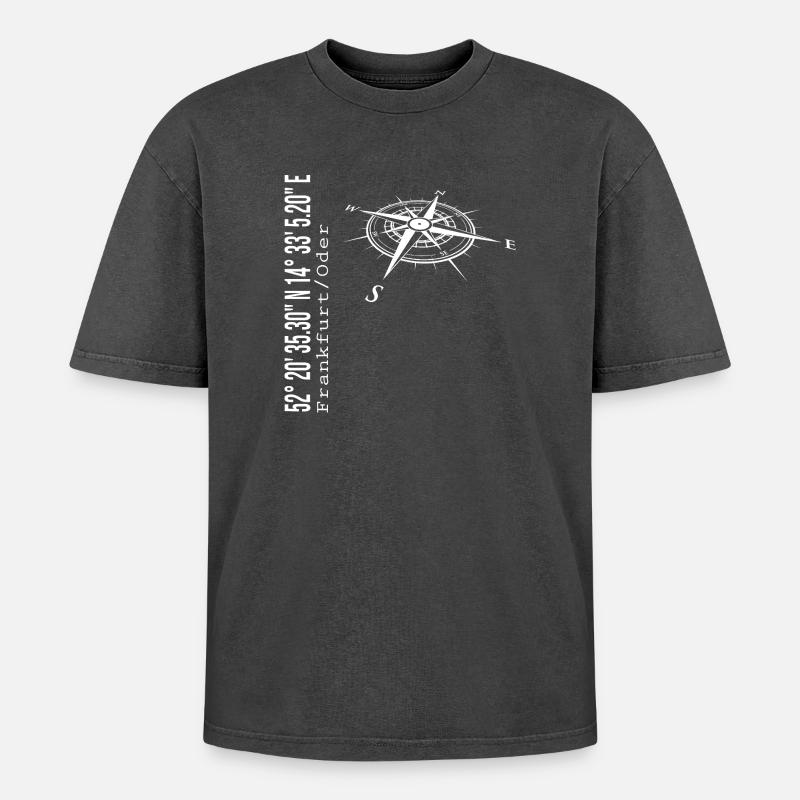 Frankfurt / Oder - Oversized Unisex Premium Acid-Washed T-Shirt - Schwarz Acid Wash