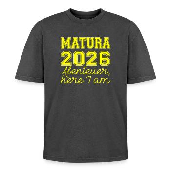 Matura 2026 Spruch - T-shirt Premium unisexe oversize acid-washed - noir délavé acide - Devant - AI Model Female 172 light (172cm) & AI Model Male 185 light (185cm)