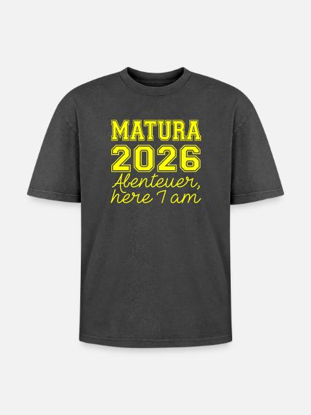 Matura 2026 Spruch - Oversized Unisex Premium Acid-Washed T-Shirt - acid washed black
