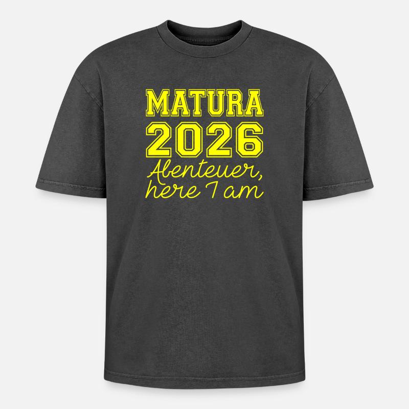 Matura 2026 Spruch - Oversized Unisex Premium Acid-Washed T-Shirt - Schwarz Acid Wash