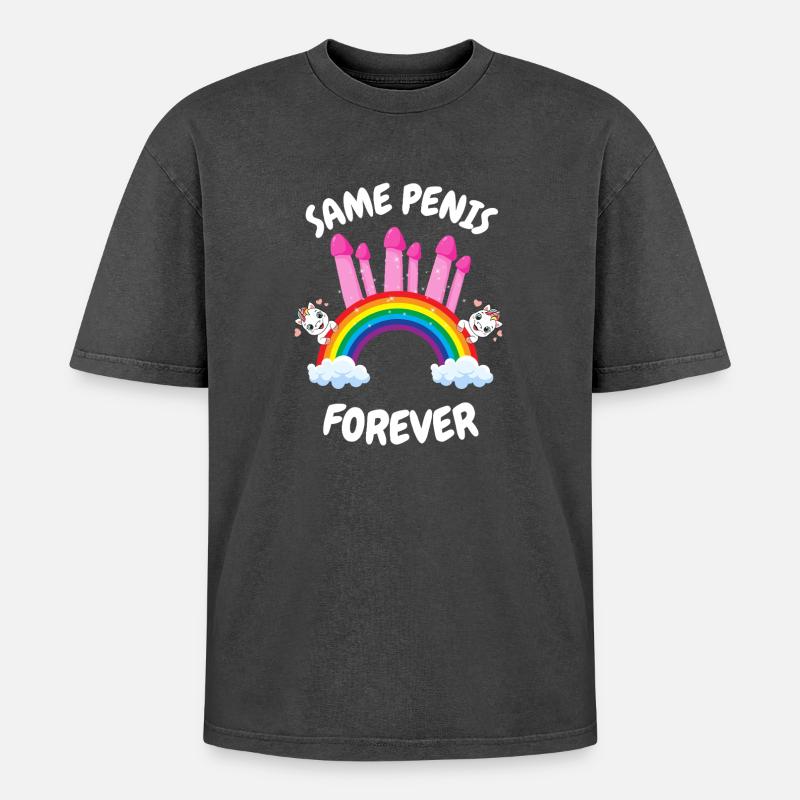 Same Penis Forever Bride - Oversized Unisex Premium Acid-Washed T-Shirt - Schwarz Acid Wash