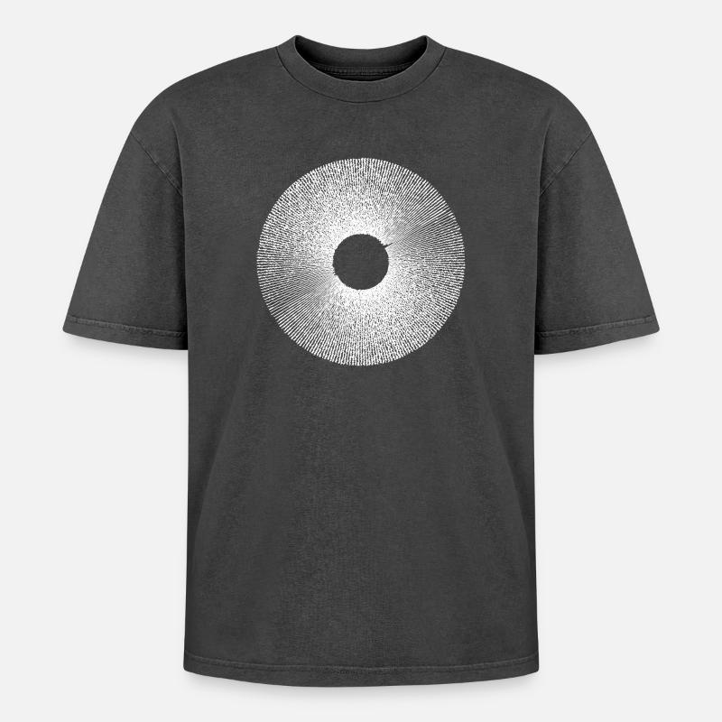 Iris Ringburst Radial Pattern - Oversized Unisex Premium Acid-Washed T-Shirt - acid washed black