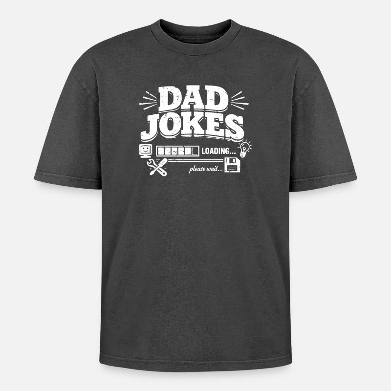 dad jokes loading please wait - Oversized Unisex Premium Acid-Washed T-Shirt - Schwarz Acid Wash
