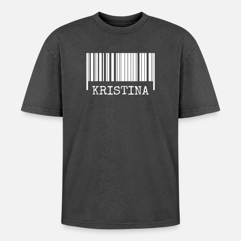 Strichcode Kristina - Oversized Unisex Premium Acid-Washed T-Shirt - Schwarz Acid Wash