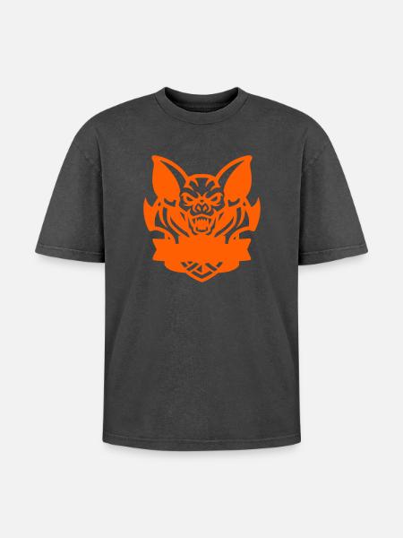 Fledermaus E-Sport Logo - Oversized Unisex Premium Acid-Washed T-Shirt - acid washed black