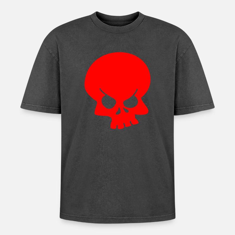 Skull - Oversized Unisex Premium Acid-Washed T-Shirt - acid washed black