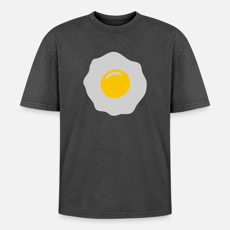 egg ei spiegelei - Oversized Unisex Premium Acid-Washed T-Shirt - Schwarz Acid Wash