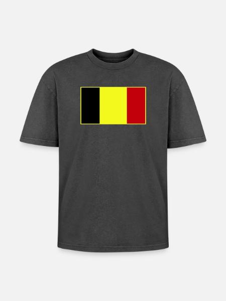 Anpassbare dreifarbige Flagge - Oversized Unisex Premium Acid-Washed T-Shirt - Schwarz Acid Wash