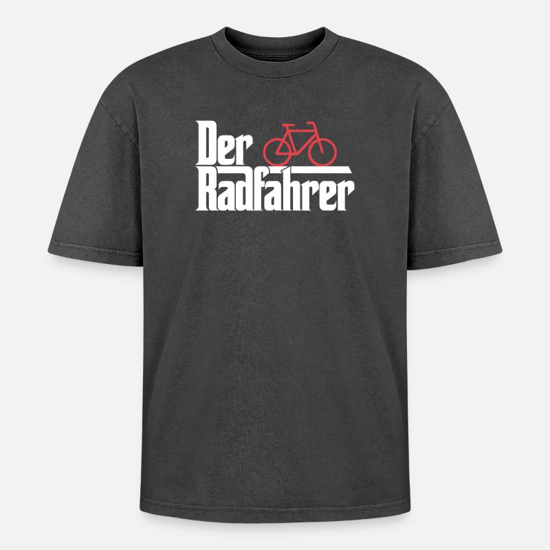 Der Radfahrer - Oversized Unisex Premium Acid-Washed T-Shirt - Schwarz Acid Wash