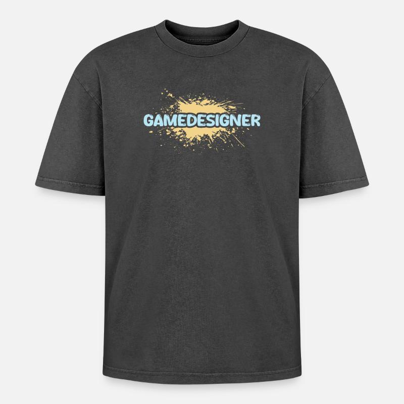 Beruf Gamedesigner - Oversized Unisex Premium Acid-Washed T-Shirt - Schwarz Acid Wash