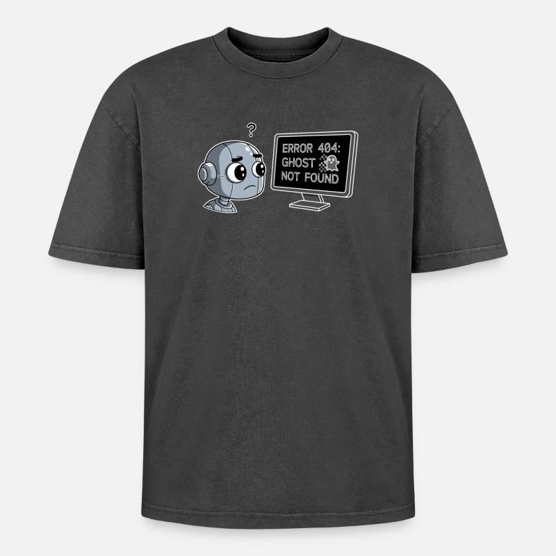 Error 404: Ghost Not Found - Oversized Unisex Premium Acid-Washed T-Shirt - Schwarz Acid Wash