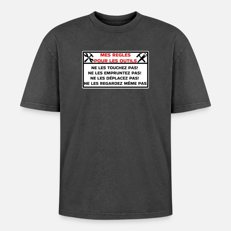 tools - Oversized Unisex Premium Acid-Washed T-Shirt - acid washed black