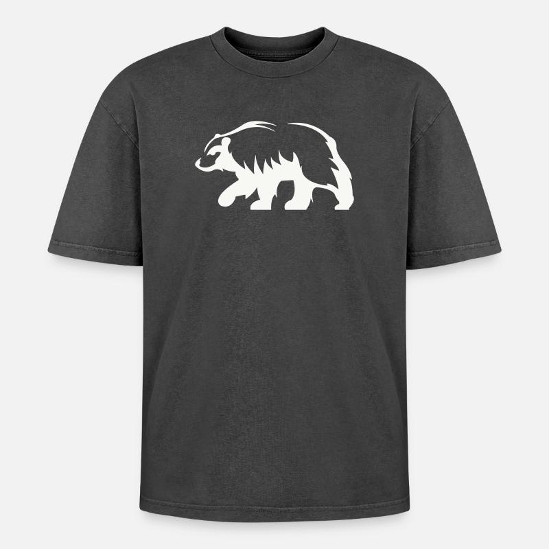 Bear Silhouette - Oversized Unisex Premium Acid-Washed T-Shirt - acid washed black