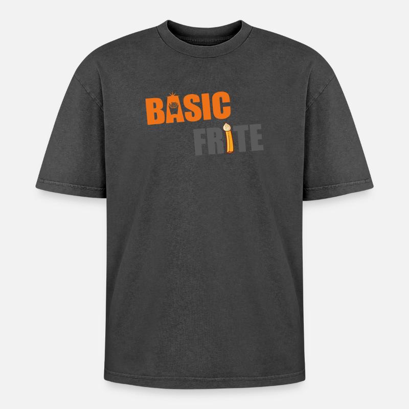 Basic fries 2 - Oversized Unisex Premium Acid-Washed T-Shirt - acid washed black