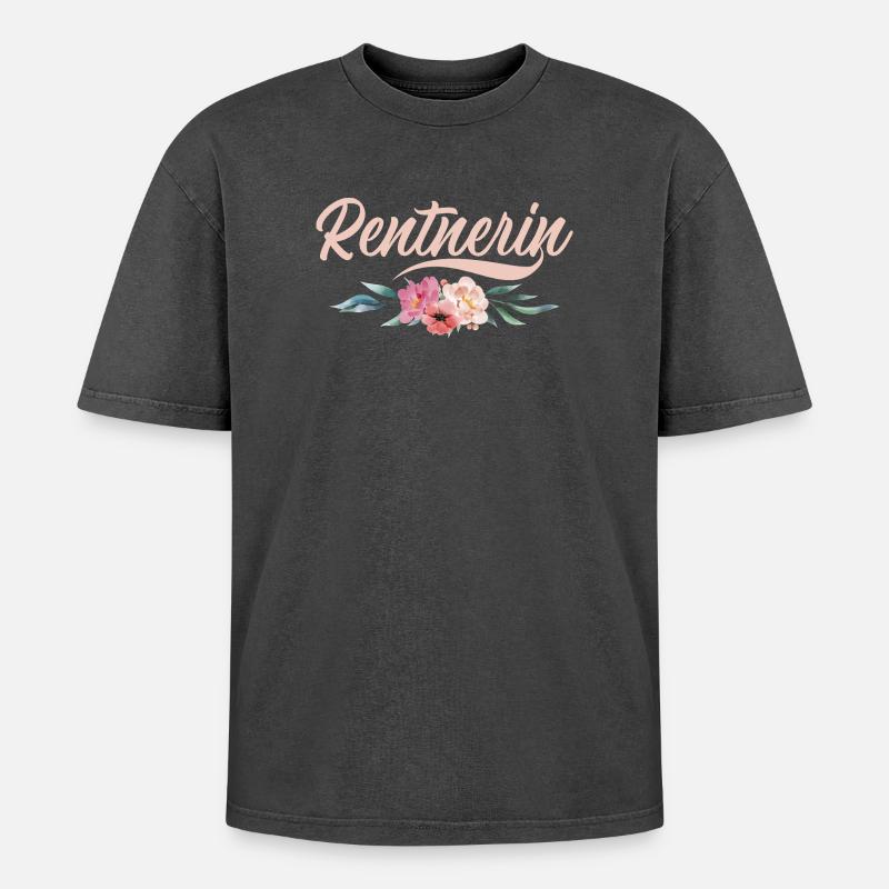 Rentnerin Oma Großmama Großmutter Rente - Oversized Unisex Premium Acid-Washed T-Shirt - Schwarz Acid Wash