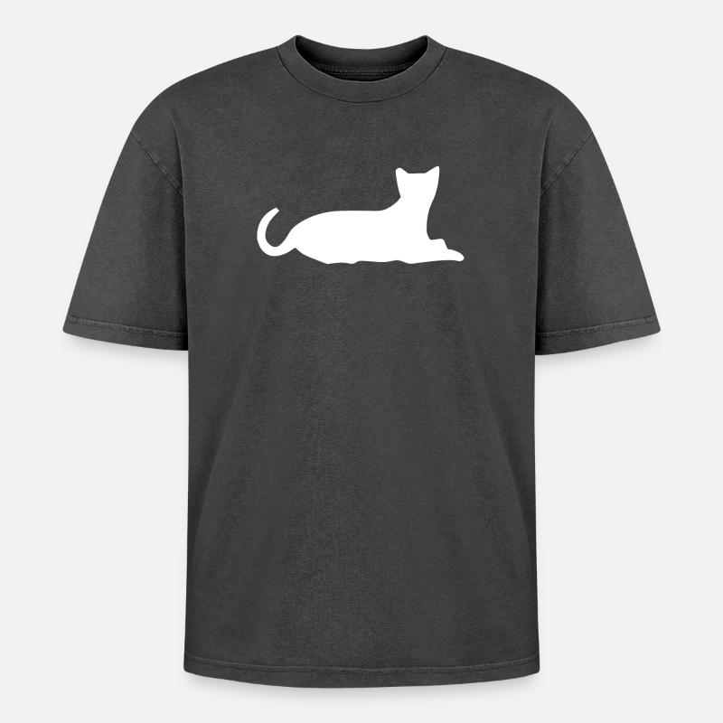 chat chat chat chat chat - T-shirt Premium unisexe oversize acid-washed - noir délavé acide