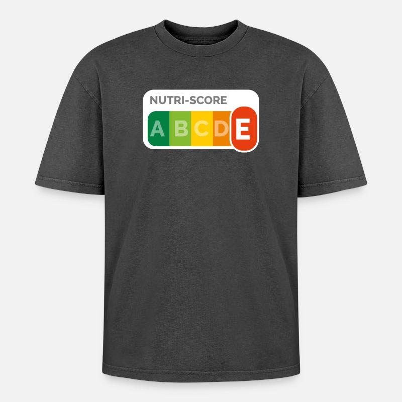 Nutri score E - T-shirt Premium unisexe oversize acid-washed - noir délavé acide