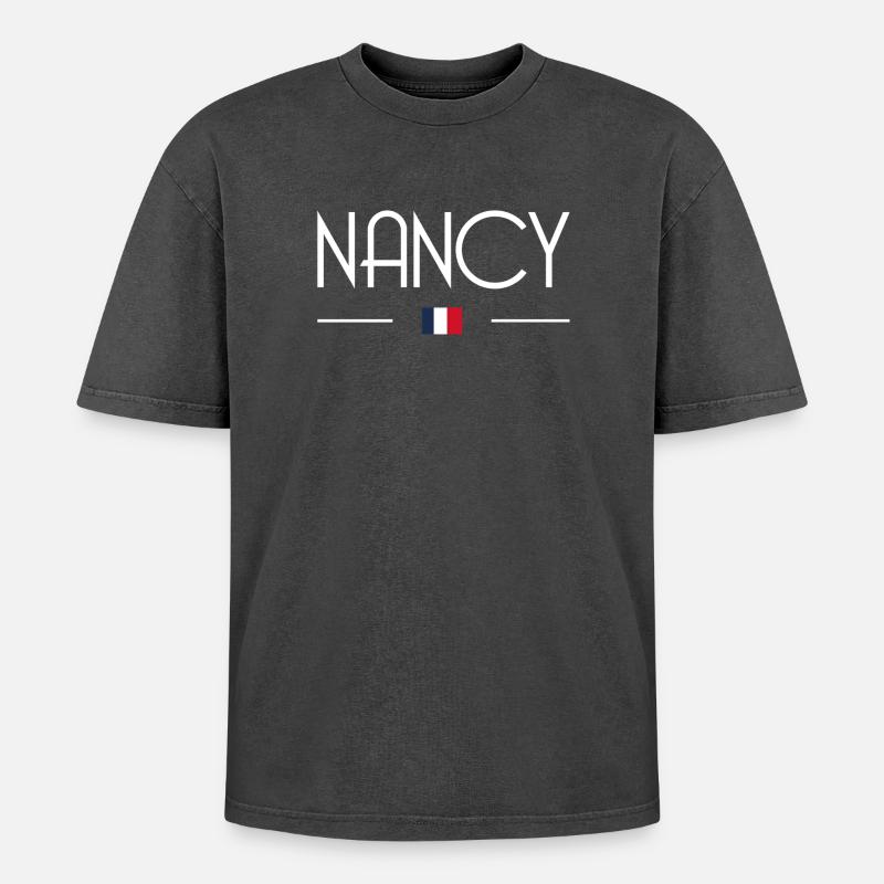 Nancy - Oversized Unisex Premium Acid-Washed T-Shirt - Schwarz Acid Wash